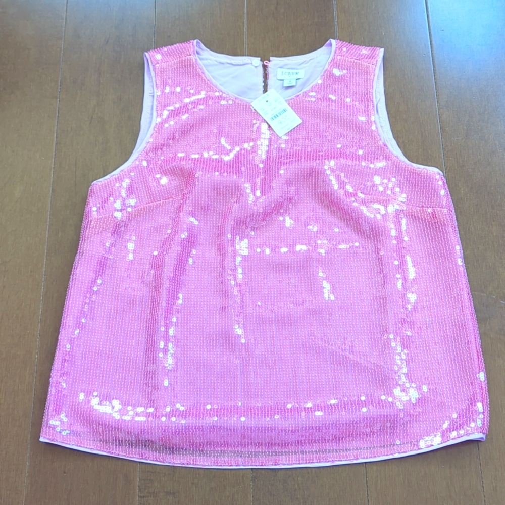 J CREW Pink sequins top NEW small